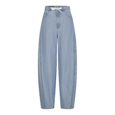 MOUSSY 夏季新品休闲简约弯刀裤阔腿裤牛仔裤女028ISA11-2581