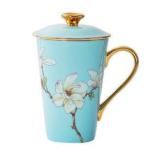 华光国瓷 骨瓷盖杯水杯泡茶杯 高颜值送礼带茶滤茶杯礼盒连连共生