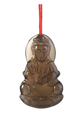 冰透高光泽梦克拉黑曜石观音吊坠