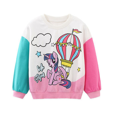 女童外套纯棉卫衣女孩卫衣加绒加厚保暖中大童小马宝莉衣服外穿