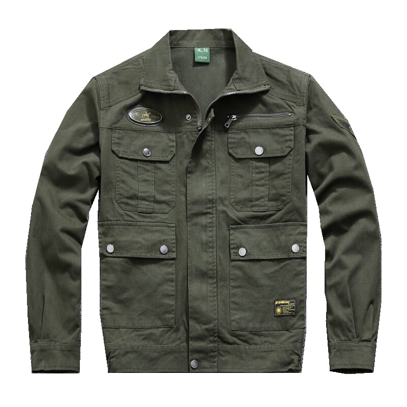 春秋迷彩工装斜纹棉多口袋外套耐磨防烫电焊服户外宽松上衣工作服