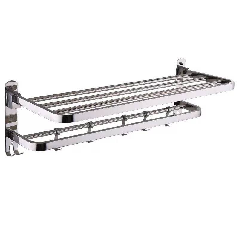 浴室置物架304不锈钢加厚壁挂免打孔折叠厕所卫生间凉毛巾的架子