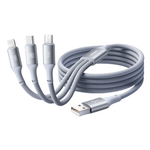 品胜数据线三合一充电器线一拖三6A快充100W适用苹果17华为安卓16Typec手机66W三线多功能官方USB充电5A车载