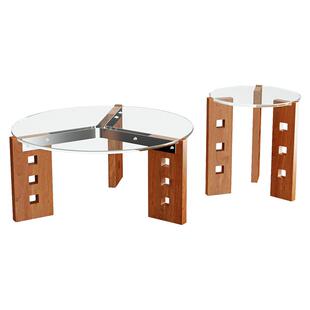 包豪斯玻璃茶几客厅家用2025新款小户型中古组合茶台实木阳台茶桌