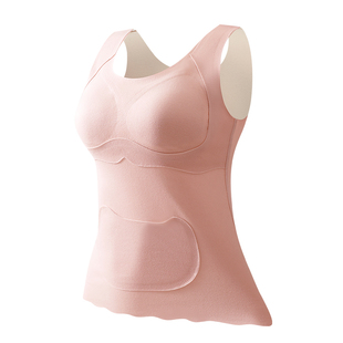 猫人发育期少女保暖背心带胸垫女童内衣秋冬季初高中学生内穿马甲