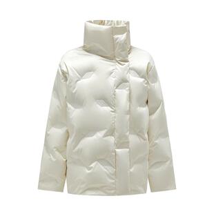 商场同款  摩萨克冬鸭绒90短款翻领压纹羽绒服外套女