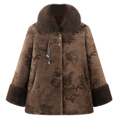 胖妈妈冬装羽绒服2025新款仿皮草