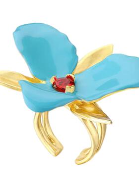 达弥延龄草单花镶石开口戒指