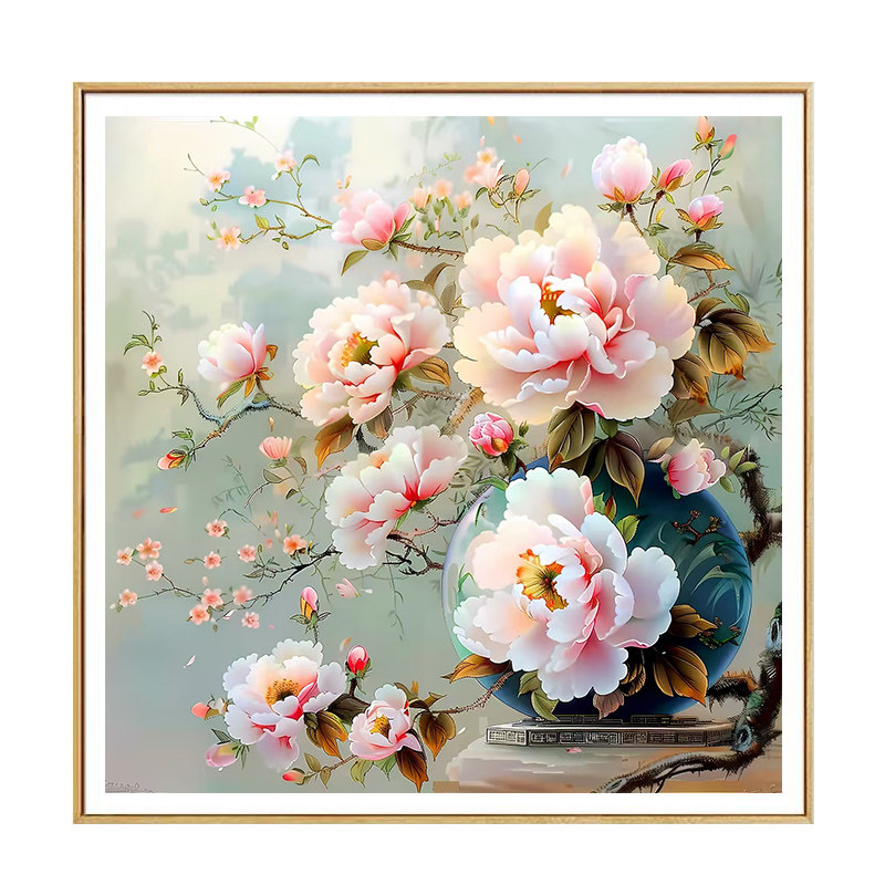 牡丹花新品餐厅饭桌装饰画