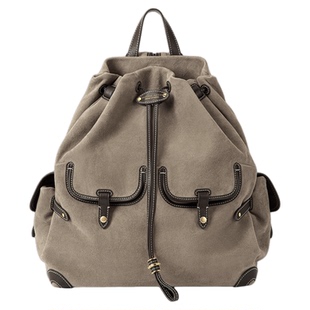 VH女包小鼓双肩包2026新款反绒羊皮轻奢大容量男女通用旅游电脑包