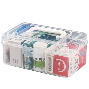 家庭医药箱分格药物收纳盒大容量旅行便携带提手医疗包儿童小药箱