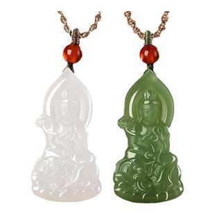 新疆和田玉普贤菩萨青玉吊坠男玉石生肖龙蛇项链女龙形玉佩玉牌