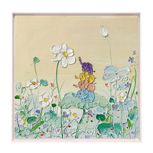 吻轻奢莫兰迪高级感纯手绘油画客厅组合厚肌理奶油风现代简约挂画