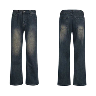 ALLFIT  锈土微喇牛仔裤子 复古Cleanfit做旧水洗美式高街长裤男