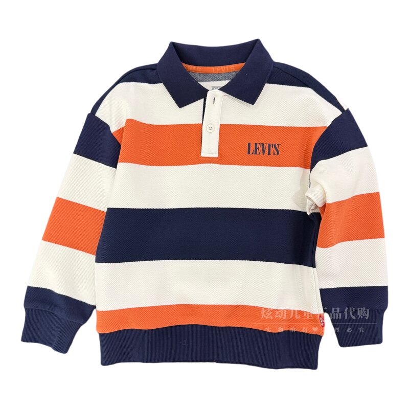 Levi's李维斯条纹长袖POLO衫儿童休闲学院风翻领春上衣 LV2612044