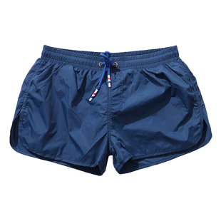 健身裤男双层泳裤宽松速干二分裤休闲跑步运动短裤纯色外穿沙滩裤