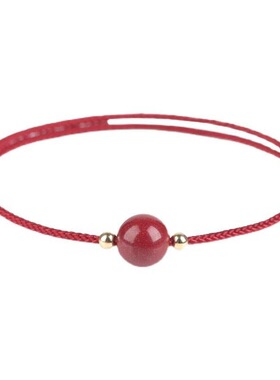 2024龙年朱砂手串本命年小红绳手链转运珠编织手绳脚链男女护身符