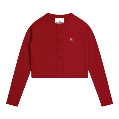 CALLEDBACK圣诞红色针织开衫