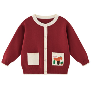 【新年】博睿恩男女宝宝款小马儿童保暖红色外套内搭毛衣软糯开衫