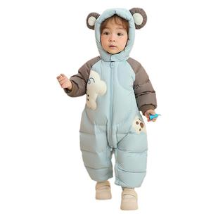 巴拉巴拉婴儿羽绒服连体衣男童女童宝宝外出服爬服冬季新款童装厚