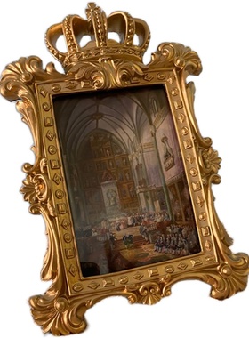 美式摆件复古轻奢相框金油画钢琴