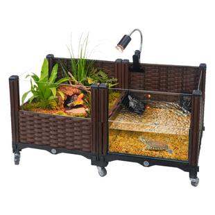 生态乌龟缸大型造景家用养龟黄缘专用玻璃饲养箱带晒台种植箱别墅