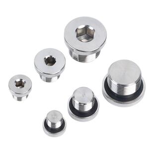 304不锈钢内六角ED圈密封堵头带法兰边油塞英制公制丝堵G1/234分