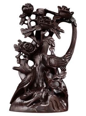 大师雕刻喜鹊黑檀中式