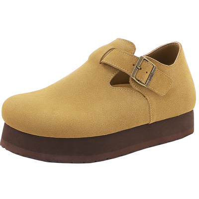 UBZ防水厚底勃肯增高真皮单鞋