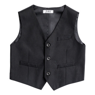 男童西装马甲黑色胖童大童小学生英伦风马夹加肥加大儿童演出礼服
