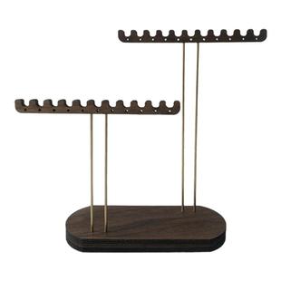 首饰展示架 中式复古胡桃木贴皮耳环架戒指托饰品拍摄道具收纳盘