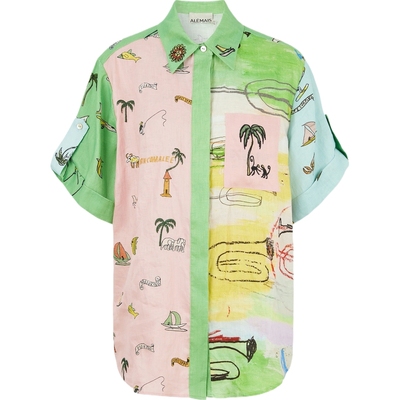 【折扣】ALEMAIS女士刺绣印花亚麻衬衫