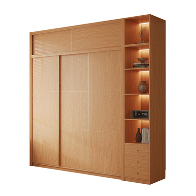 定制橡木衣柜实木一门到顶主卧推拉门新款2024年爆款家用卧室衣橱