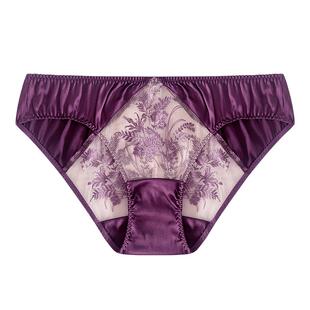 韵扉高端内外双层桑蚕丝低腰亲肤麦穗图案真丝高级感女士三角内裤