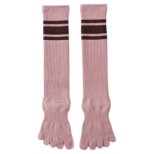 宝图曼袜子女秋冬季透气五指袜瑜伽运动二杠小腿袜罗口防滑跑步袜