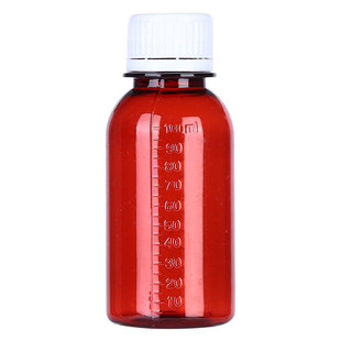小口透明红棕色茶色塑料分装液体水剂样品避光瓶取样瓶毫升刻度瓶