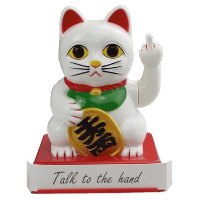 竖中指招财猫新店开业桌面摆件