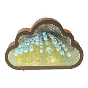 云朵郁金香花海小夜灯手工diy成品的男生生日礼物送女生礼物浪漫