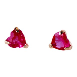 日本制 心形红宝石18K黄/耳钉 特价单个价格