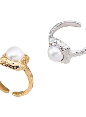 臻致 S925银时尚戒指女小众设计高级感2025新款简约天然珍珠戒指