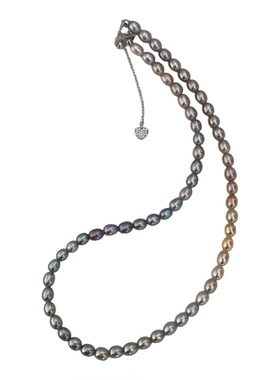 极光镜面稀有色渐变米珠项链