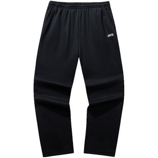 安踏运动裤男士春季新款直筒裤休闲卫裤黑色跑步长裤针织加绒裤子