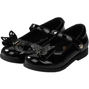 江博士奥莱特卖童鞋春款圆头公主鞋礼仪鞋宝宝演出黑色女童皮鞋