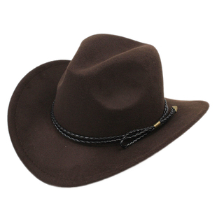 编织绳毛呢大檐宽边保暖西部牛仔礼帽子男女儿童荒野大镖客2同款