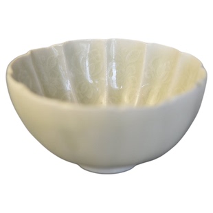 定瓷牙白釉煮雪品牌全手工印花葵口碗茶盏中式宫廷风定窑茶具珍品