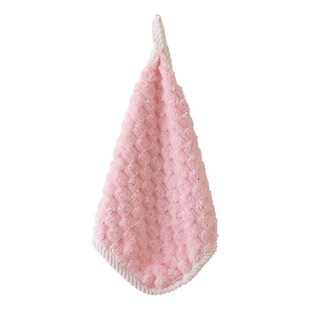 珊瑚绒擦手巾挂式吸水不掉毛小方巾家用厨房速干抹布可爱卡通手帕