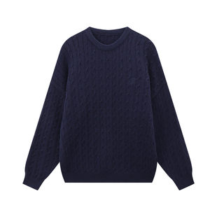 江南先生NewJNXS新年立体纹理亲肤圆领绞花针织毛衣慵懒针织衫春