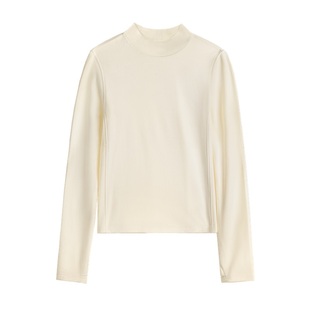 马登半高领正肩加厚磨毛保暖绒内搭修身长袖T恤上衣打底衫女秋冬