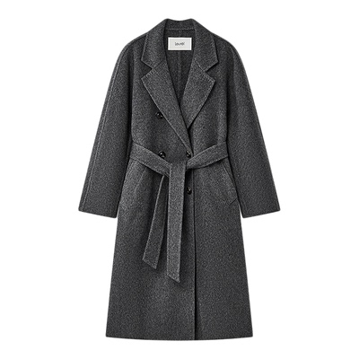 【绵羊毛】Laurel劳芮新款戗驳领双排扣长款大衣LWD354D04500