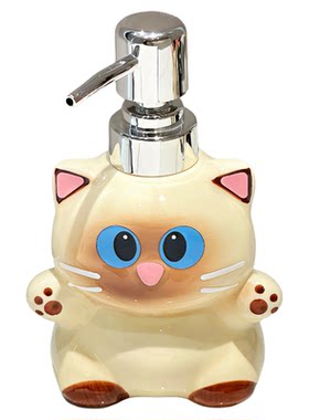 可爱陶瓷猫咪洗手液瓶卫生间乳液器按压浴室沐浴露洗发水分装瓶